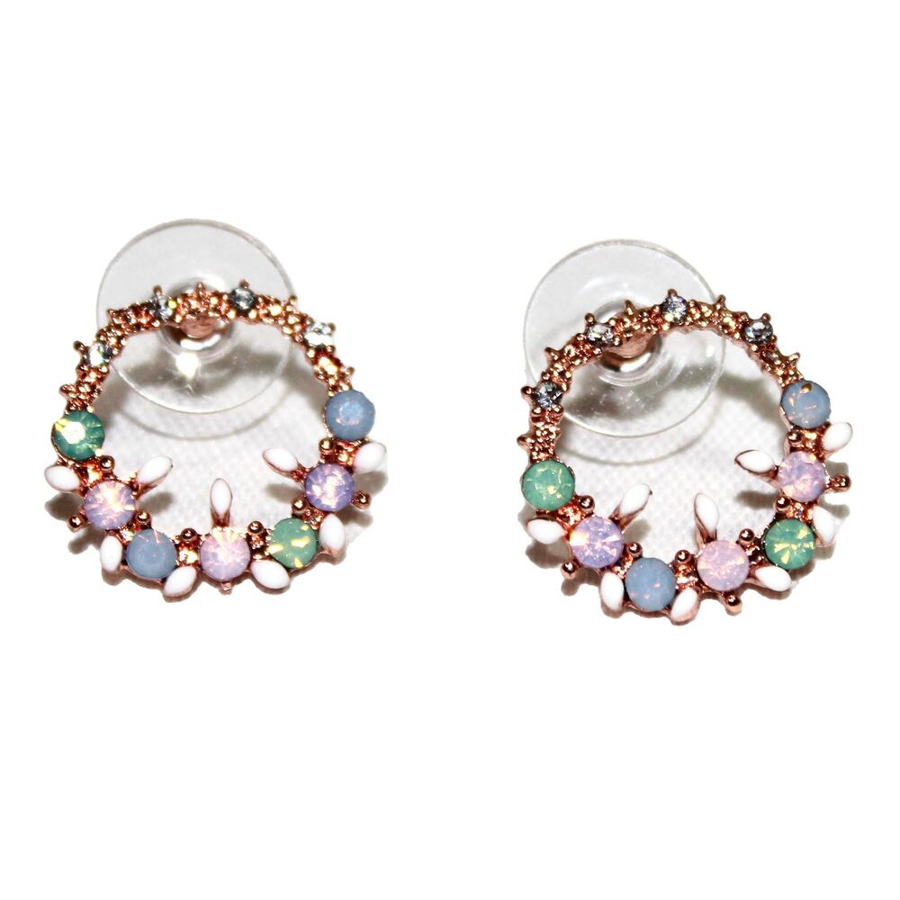 Gold CZ Pastel Summer Stud Earrings NWT
